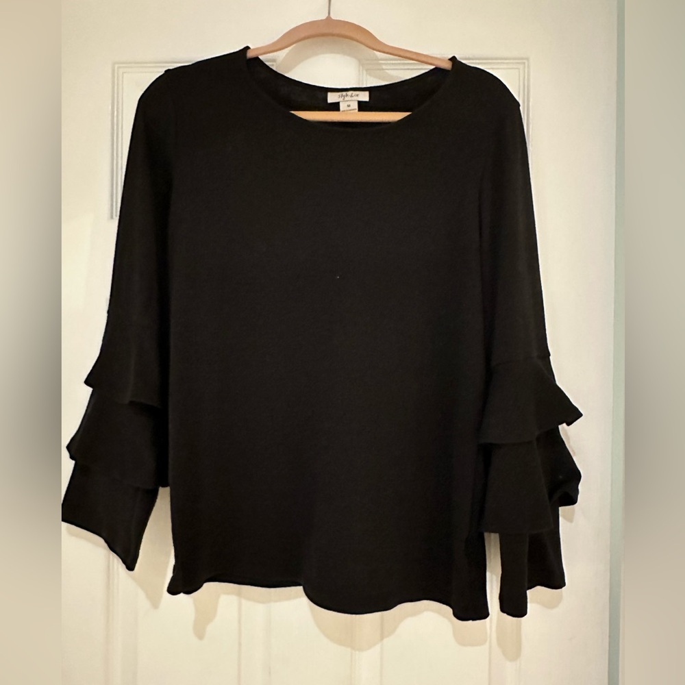 Style & Co. Black Ruffle Sleeve Sweater